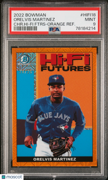 2022 Bowman Orelvis Martinez #HIFI18 CHR. Hi Ftrs Orange Refractor /25 PSA 9