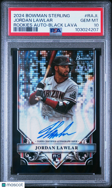 2024 Bowman Sterling Rookies Autographs Jordan Lawlar #RAJL Rookies Auto-Black Lava /10 PSA 10
