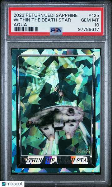 2023 Topps Chrome Sapphire Star Wars Return Of The Jedi Within The Death Star #125 Aqua PSA 10