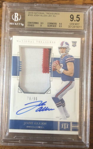 2018  National Treasures Josh Allen #163 JSY AU Beckett 9.5 Card Beckett 10 Auto