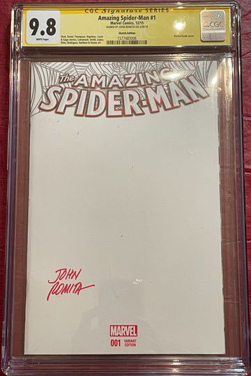 AMAZING SPIDER-MAN #1 CGC 9.8 SS JOHN ROMITA PARTIAL BLANK COVER