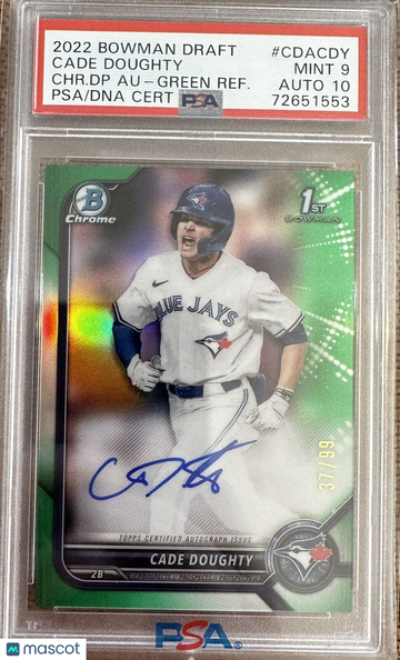2022 Bowman Draft Chrome Cade Doughty Green Refractor Auto/99 PSA 9/10