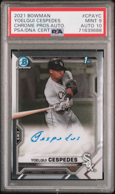 2021 TOPPS BOWMAN CHROME YOELQUI CESPEDES AUTO #CPAYC PSA 9