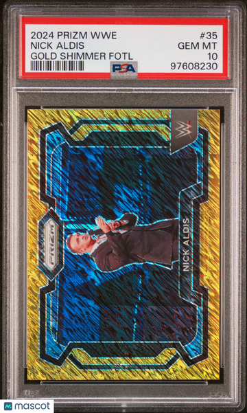 2024 Panini Prizm WWE Nick Aldis #35 Gold Shimmer Fotl /5 PSA 10