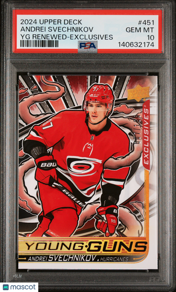 2024-25 Upper Deck Young Guns Renewed Andrei Svechnikov #451 Yg Exclusives /100 PSA 10