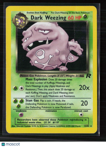 Pokemon 2000 Team Rocket Dark Weezing #14/82