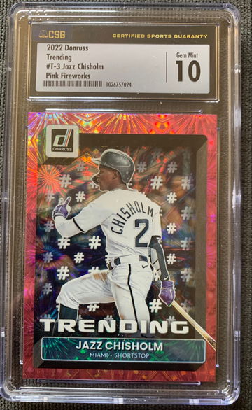 2022 Donruss Trending Jazz Chisholm Pink Fireworks CSG 10 GEM MINT