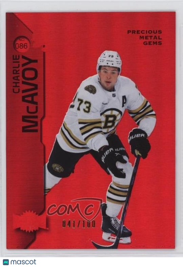 2023-24 Skybox Metal Universe - [Base] - Precious Metal Gems Red Charlie McAvoy #086 Precious Metal Gems Red 041/100