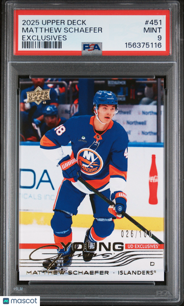 2025 Upper Deck Matthew Schaefer #451 Exclusives /100 PSA 9