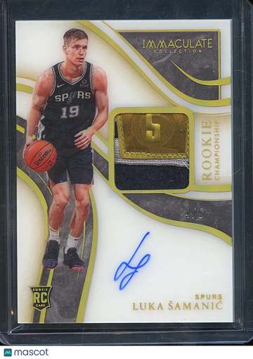 Luka Šamanić 2020 Panini Immaculate Collection Jersey Patch RC Auto Rookie Championship San Antonio Spurs