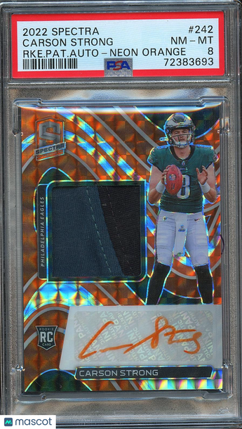 2022 Panini Spectra Carson Strong #242 Patch Rookie PSA 8