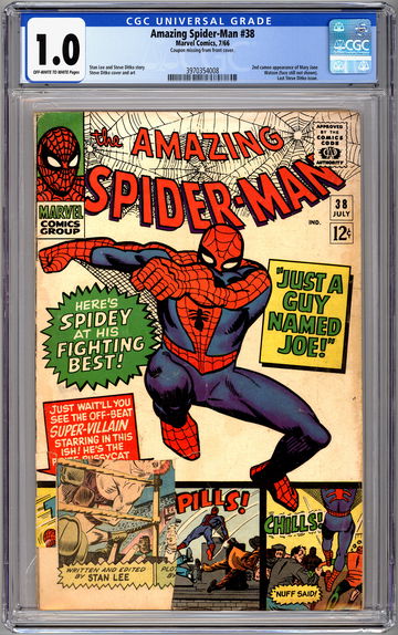 AMAZING SPIDER-MAN #38 CGC 1.0 *FINAL DITKO ASM* MARY JANE WATSON 2ND APP 1966