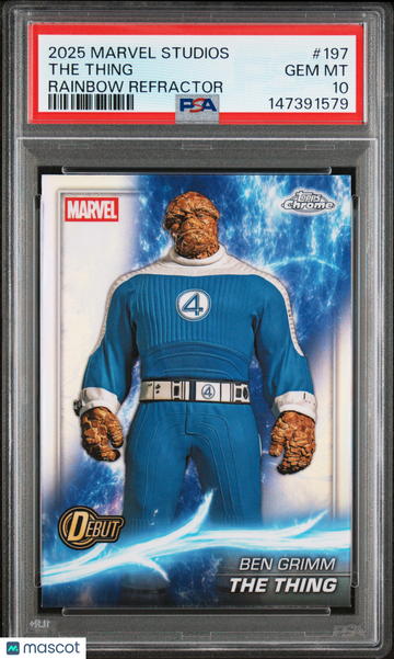 2025 Topps Marvel Studios Chrome The Thing Rainbow Refractor #197 PSA 10