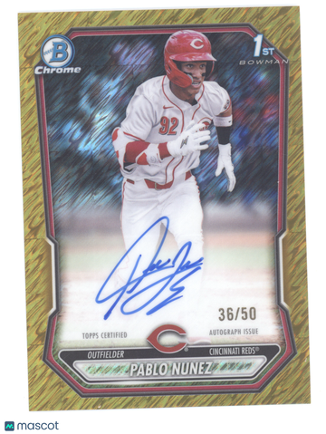 2026 Bowman Chrome Prospect Autograph Pablo Nunez #CPA-PN Gold Shimmer 36/50