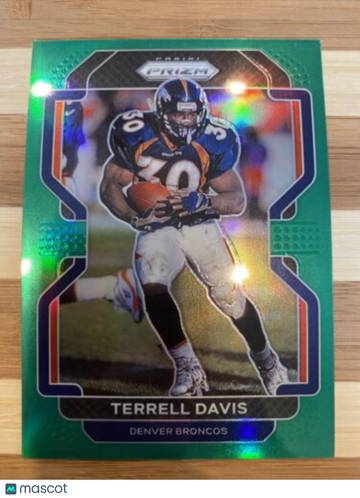 🔥2021 Panini Prizm Terrell Davis Green Prizm Denver Broncos HOF