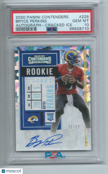 2020 Panini Contenders Bryce Perkins #226 Autograph Cracked Ice PSA 10