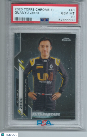 2020 Topps Chrome Formula 1 Guanyu Zhou #43 PSA 10