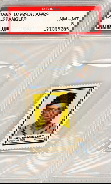 1962 Topps Stamps Al Spangler PSA 8 P1338