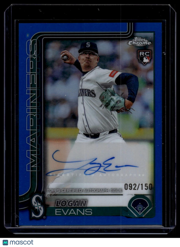 2025 Topps Chrome Update Logan Evans #AC-LE Chrome Update Autographs Blue Refractor SN AU