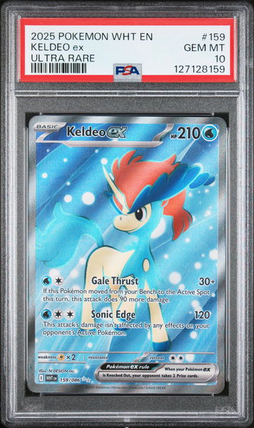 2025 Pokemon Scarlet and Violet White Flare Ultra Rare Keldeo Ex #159 PSA 10
