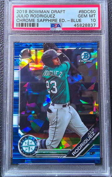 JULIO RODRIGUEZ 2019 BOWMAN DRAFT CHROME SAPPHIRE BLUE #BDC-60 07/99 PSA 10