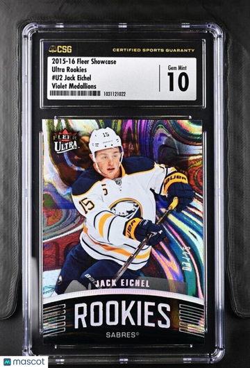 JACK EICHEL CSG 10 2015 FLEER SHOWCASE ULTRA ROOKIE VIOLET MEDALLION #/25