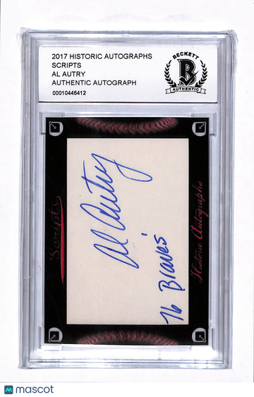 2017 Historic Autographs Scripts Al Autry #NNO BGS Authentic