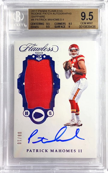 Patrick Mahomes Flawless RPA Sapphire /10 BGS 9.5/10