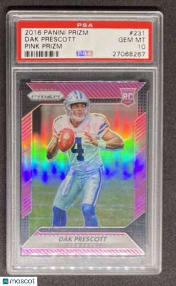 Dak Prescott 2016 Panini Prizm Pink RC #231 Cowboys Rookie LOW POP PSA 10