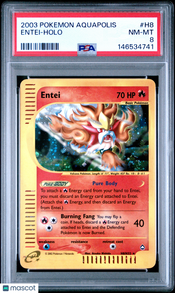 2003 Pokemon Aquapolis Entei Holo PSA 8 #H8