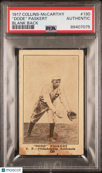 1917 Collins-Mccarthy "dode" Paskert #130 Blank Back PSA A