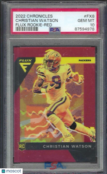 2022 Panini Chronicles Flux Rookies Christian Watson #FX8 Red PSA 10