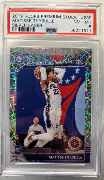 2019 panini hoops premium stock silver laser Matisse thybulle psa 8 76ers