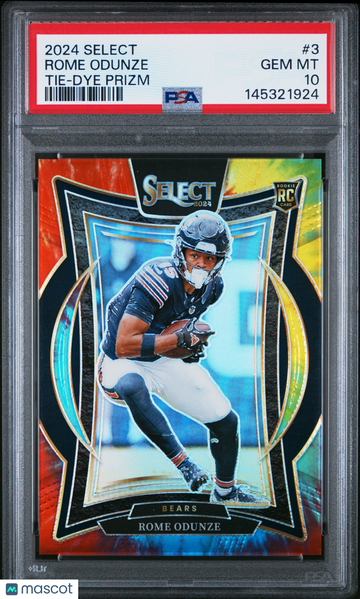 2024 Panini Select Rome Odunze #3 Tie Dye Prizm PSA 10