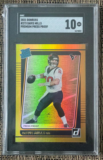 2021 Panini Donruss Davis Mills Rookie GOLD Premium Press Proof SGC 10 #273