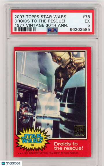 2007 Topps Star Wars 1977 Vintage 30th Anniversary Stamped Card Droids To The Rescue! #78 PSA 5