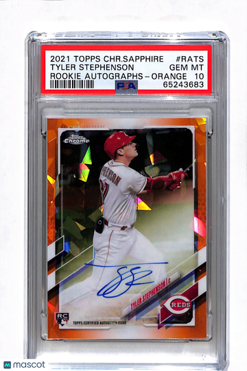 2021 Topps Chrome Sapphire Rookie Autographs Tyler Stephenson #RATS Orange PSA 10