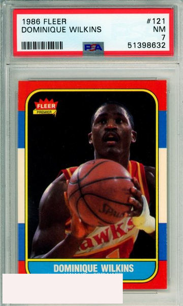 1986 FLEER DOMINIQUE WILKINS #121 ATLANTA HAWKS ROOKIE PSA NM 7