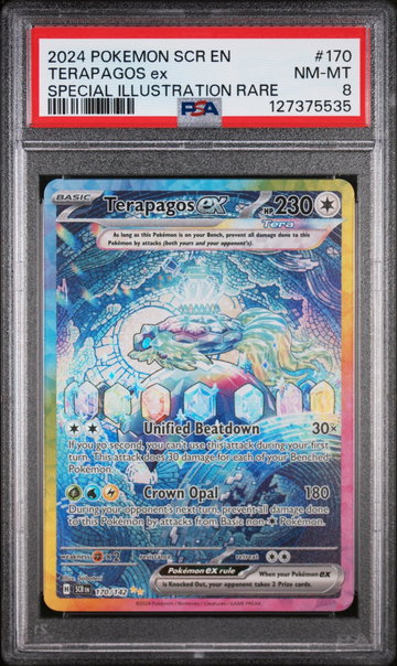 2024 Pokemon Scarlet and Violet Stellar Crown Special Illustration Rare Terapagos Ex #170 PSA 8