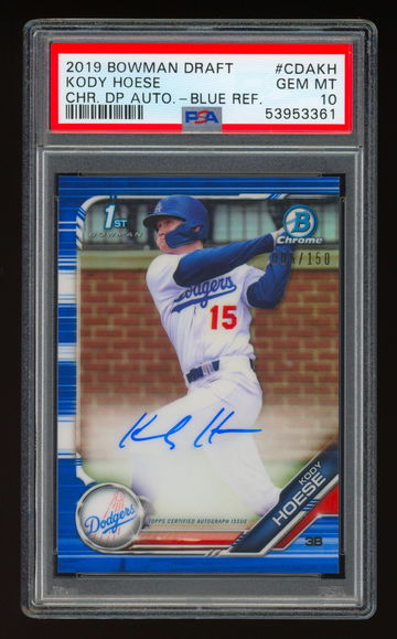 2019 Bowman Chrome KODY HOESE Blue Refractor Auto RC PSA 10 Autograph #005/150