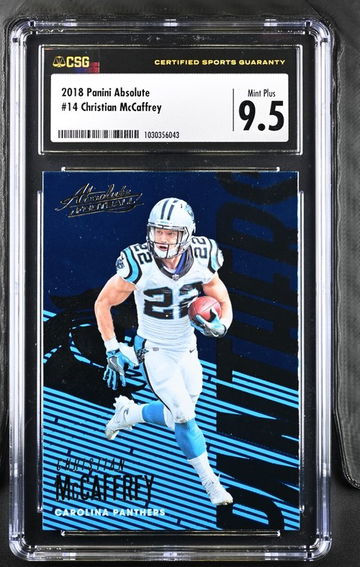 2018 Panini Absolute Blue Christian McCaffrey CSG 9.5 Mint Plus