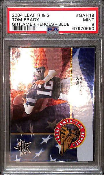 2004 LEAF R & S GREAT AMERICAN HEROES Tom Brady #GAH19 GRT.AMER.HEROES-BLUE PSA 9