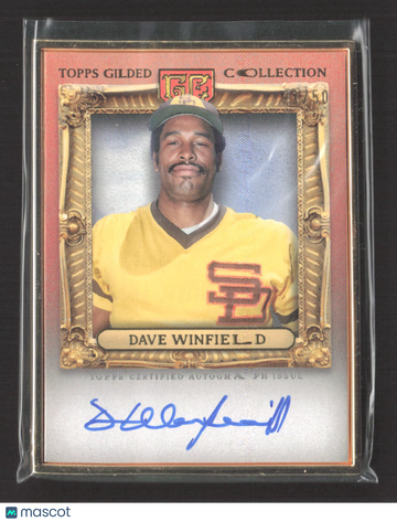 2024 Topps Gilded Collection Dave Winfield #HAFA-DW Gold Framed Hall of Famers Autograph