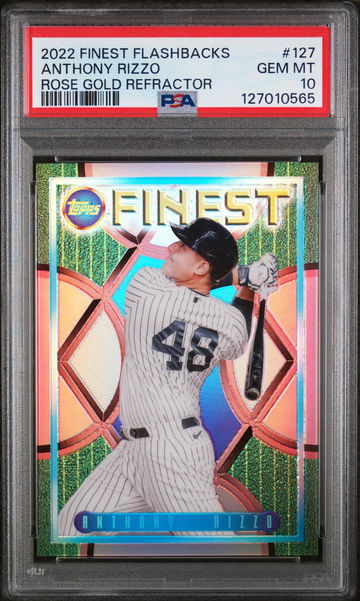 2022 Topps Finest Flashbacks Rose Gold Refractor Anthony Rizzo #127 PSA 10