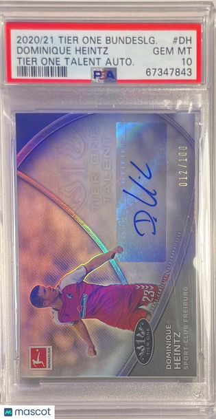 2020 Topps Tier One Bundesliga Tier One Talent Autographs Dominique Heintz #DH Autograph PSA 10