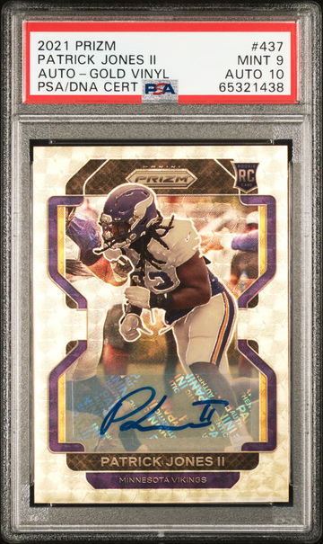 2021 Panini Prizm Gold Vinyl Patrick Jones II #437 RC Auto /5 PSA 9 Auto 10
