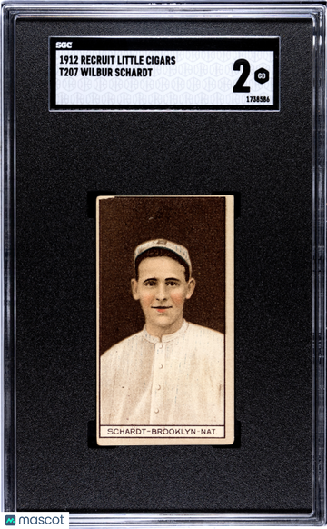 1912 Recruit Little Cigars (T207) Wilbur Schardt SGC 2