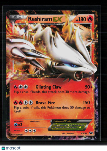 2012 Black & White Promos Reshiram EX Holo Black Star Promo #BW36