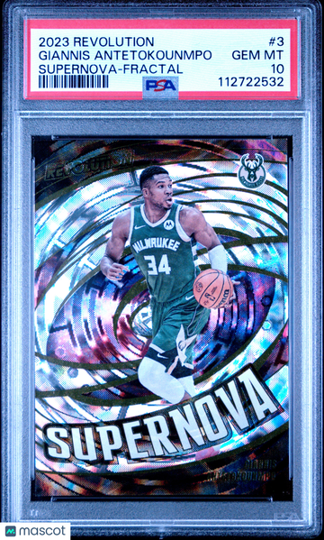 2023 Panini Revolution Supernova Giannis Antetokounmpo #3 Fractal PSA 10
