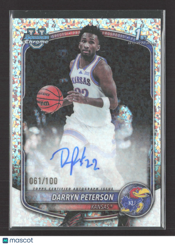 2025 Topps Bowman Chrome University Darryn Peterson #CPA-DP Speckle Refractor 061/100 1st Bowman Auto
